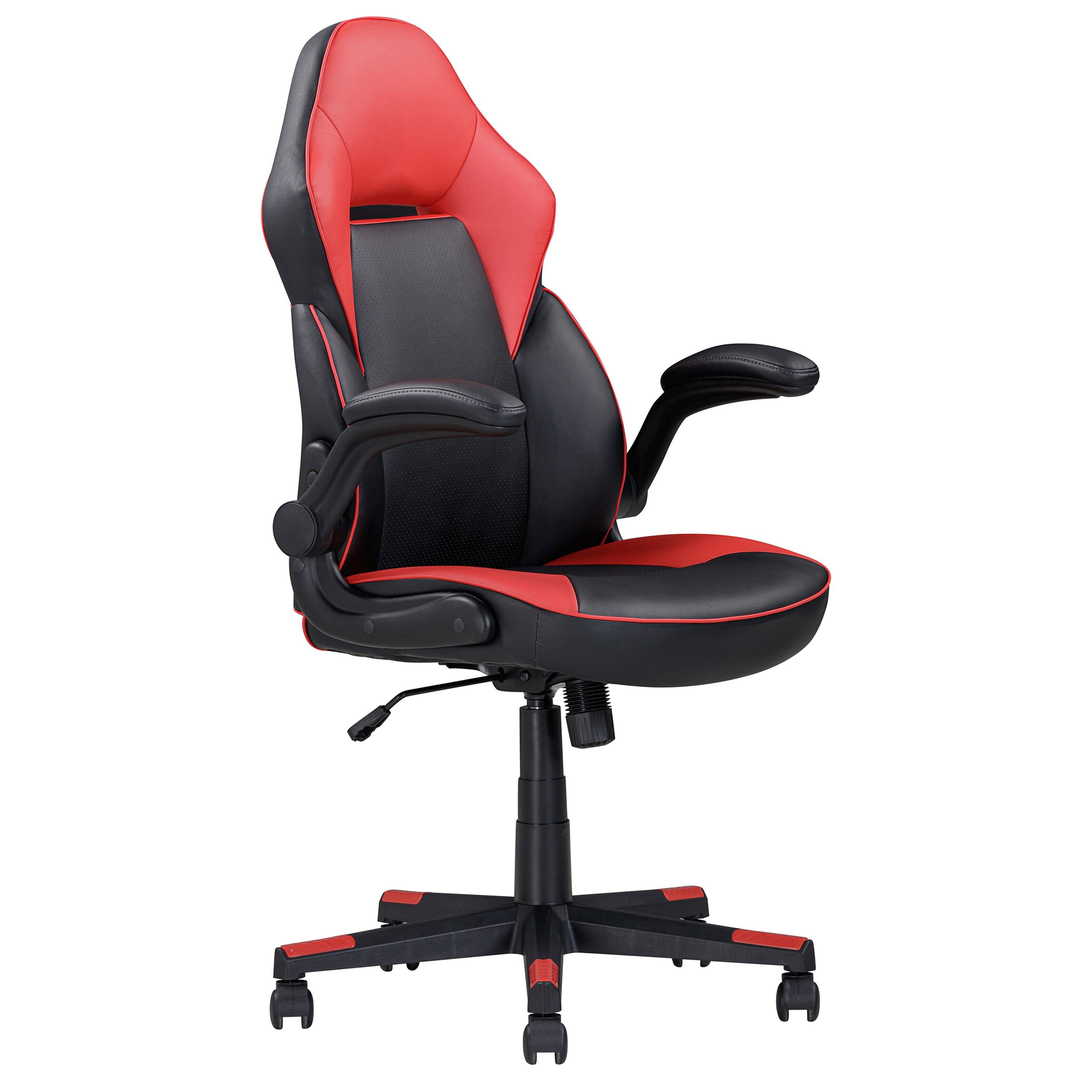 Left. APRILSOUL - Adjustable Faux Leather Ergonomic Gaming Chair Computer Desk/Office Chair Black/Red - Black+Red.