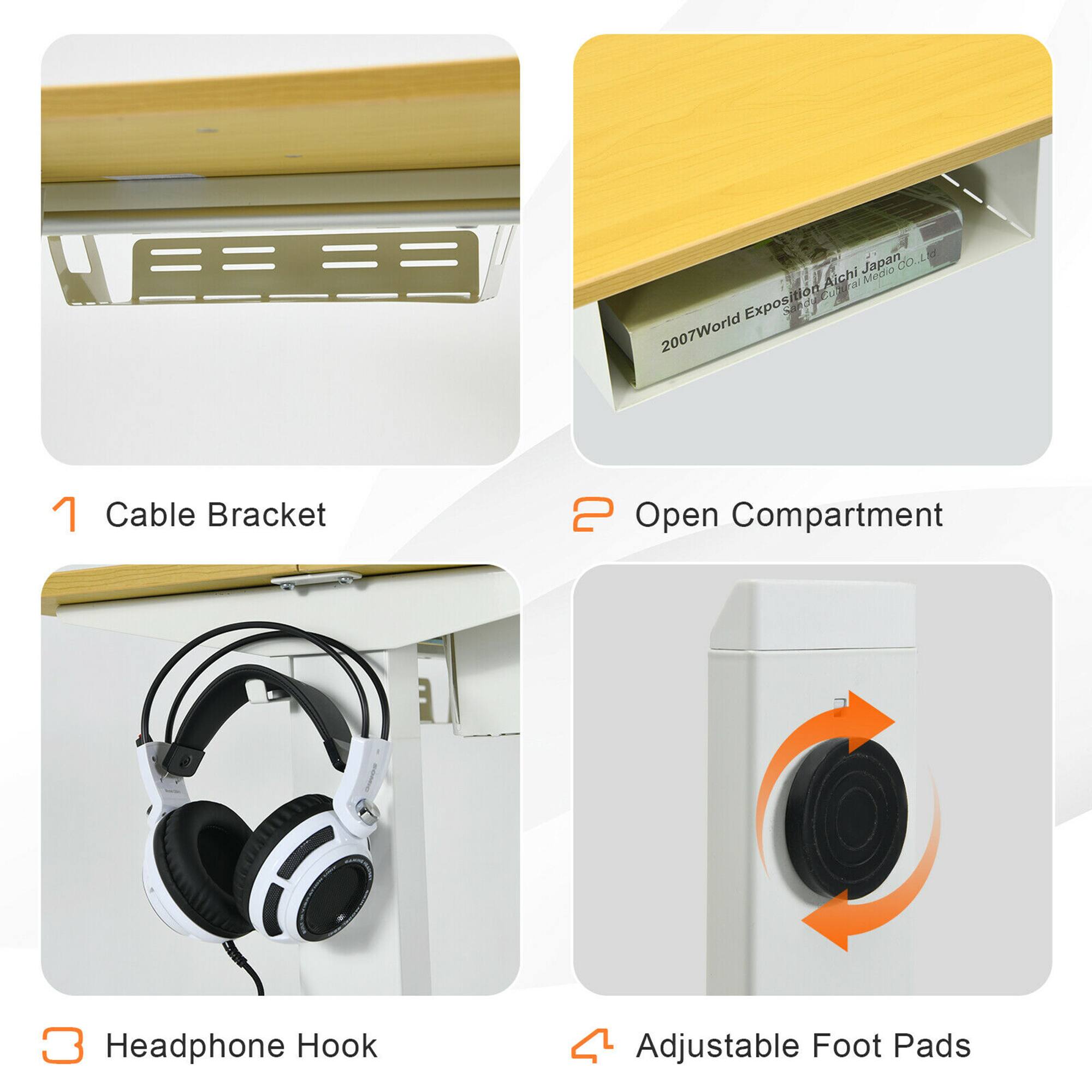 1 Cable Bracket
2 Open Compartment
3 Headphone Hook
Adjustable Foot Pads