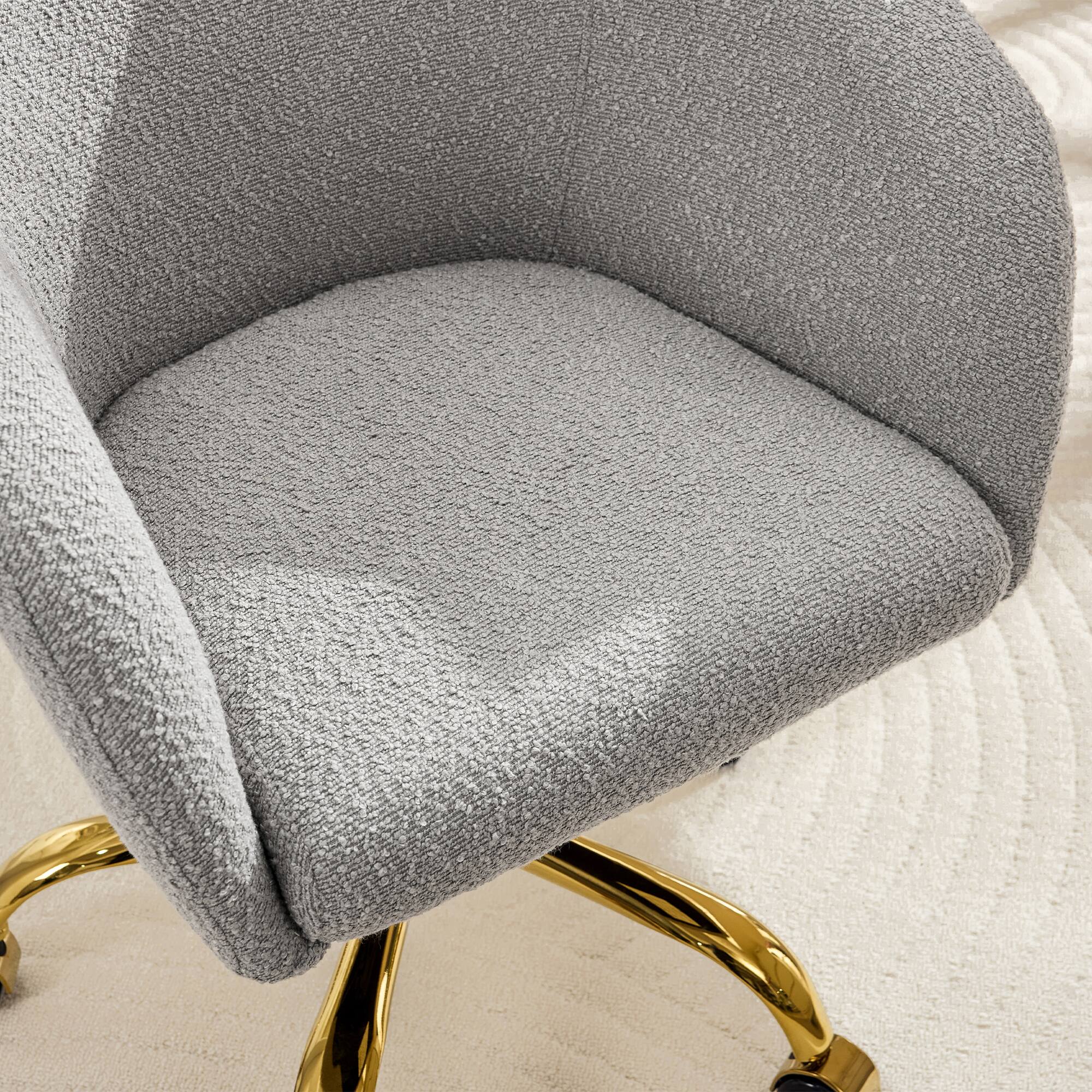 Alt View 9. KERDOM - Modern Vanity Chair with Back & Wheel, Swivel Rolling Home Office Armchair, Height Adjustable for Living Room, Bedroom - Grey.