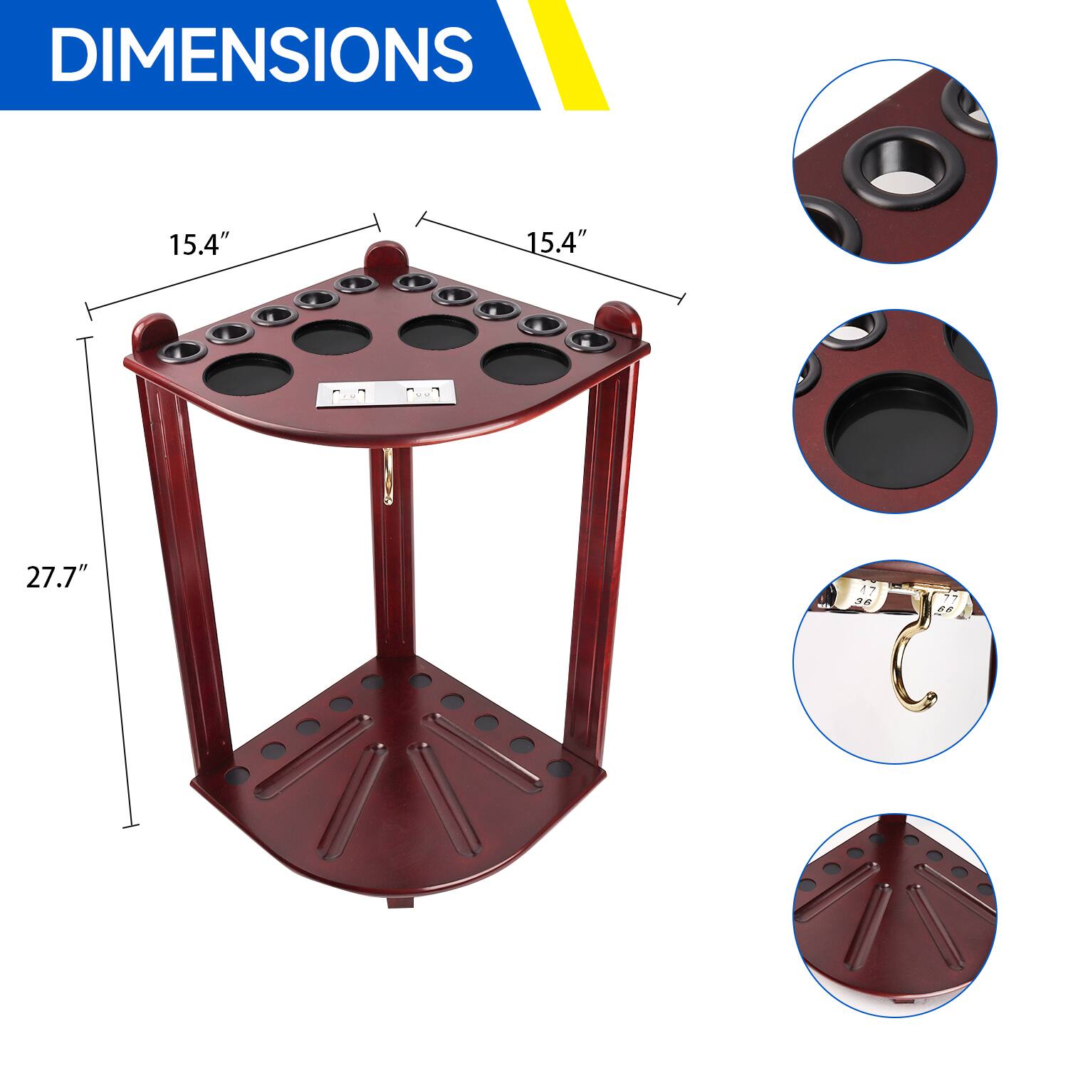 DIMENSIONS 15.4" 15.4" & 27.7"
