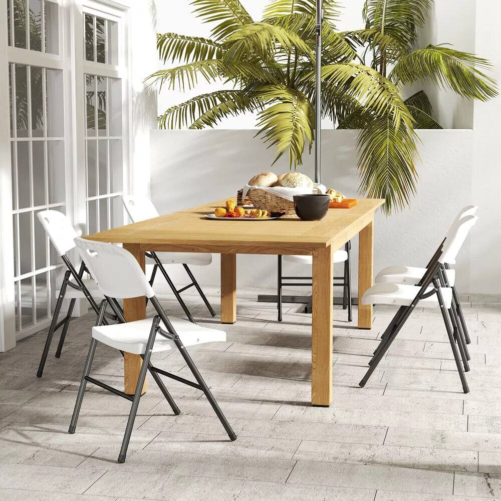 Alt View 7. Essen Blissed - 4 Pack Large Back Folding Chair for Indoor Outdoor Events, Wedding, Party, Restaurant, Meeting Room White - White.