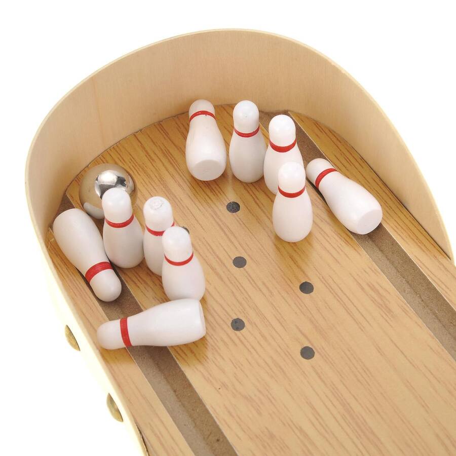 Mini Vtable JuzToys Tabletop Mini Bowling Game Set Tabletop Wooden Board Mini ...