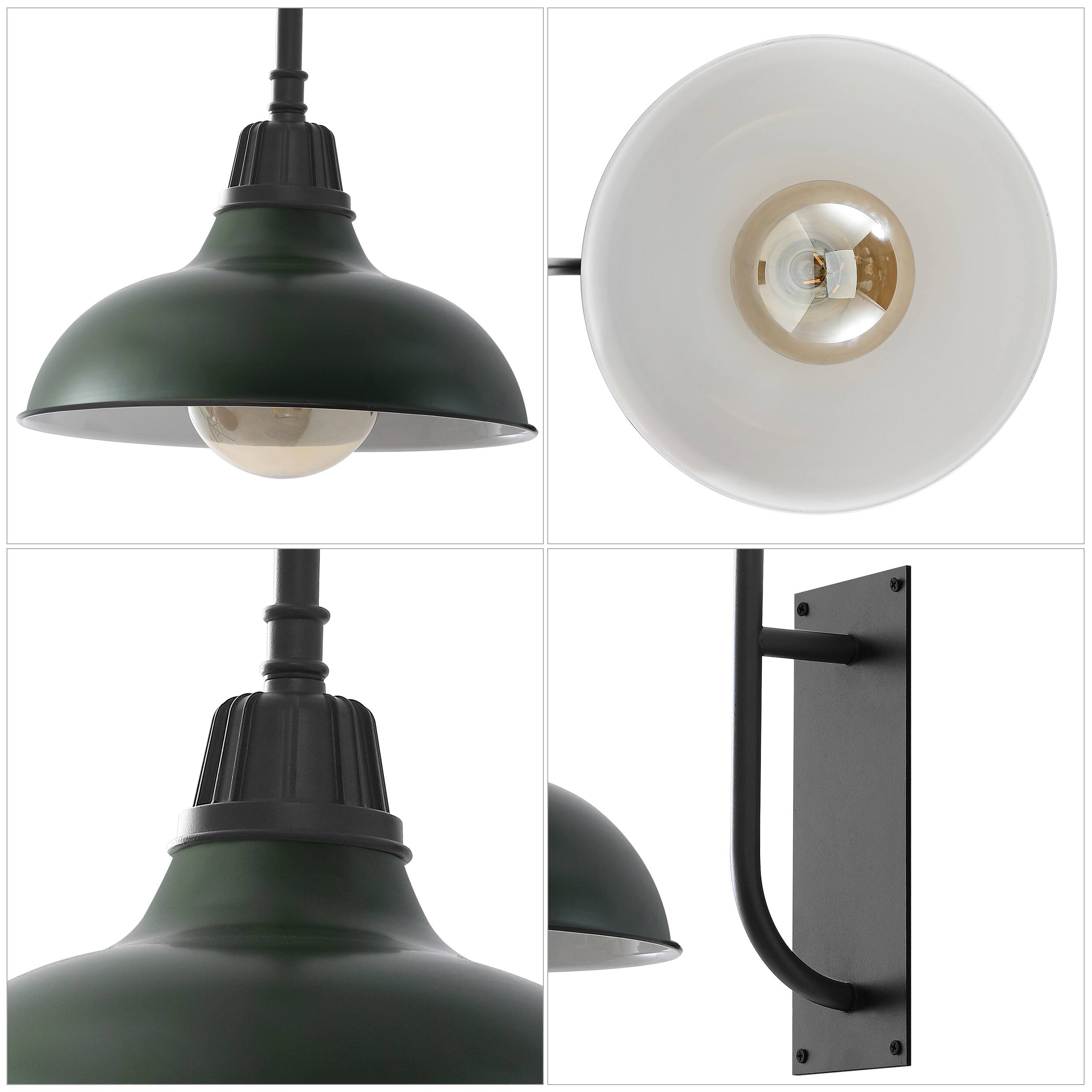 Alt View 4. Jonathan Y - Stanley 12.25" 1-Light Farmhouse Industrial Indoor/Outdoor Metal LED Gooseneck Arm Outdoor Sconce, Kombu Green - Kombu Green.