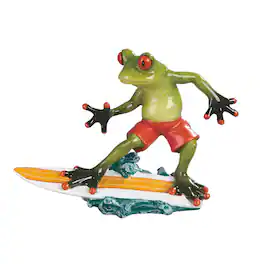 FC Design - 7.5"W Frog Surfing Figurine Statue Office Desk Tabletop Home Decor Gift - Multi-Color