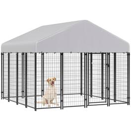 Pawhut - Dog Kennel with Roof - Silver