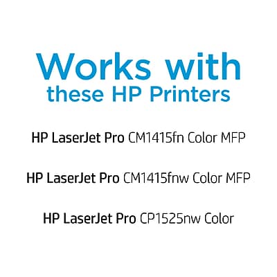 Works with these HP Printers

- HP LaserJet Pro CM1415fn Color MFP
- HP LaserJet Pro CM1415fnw Color MFP
- HP LaserJet Pro CP1525nw Color