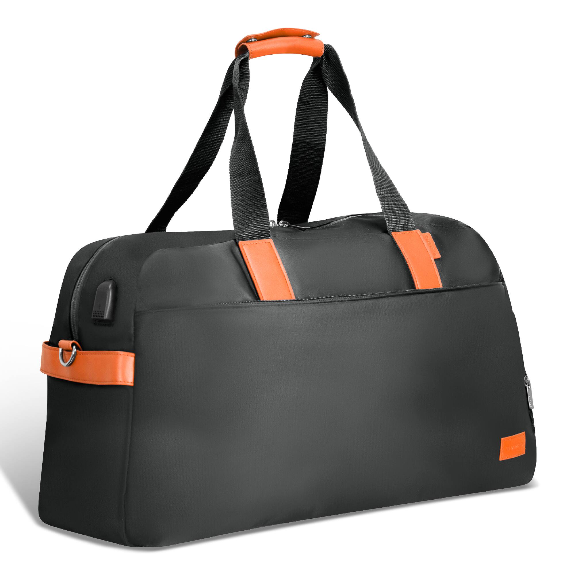 Angle. Champs - Vintage Weekender Duffel Bag - Black.
