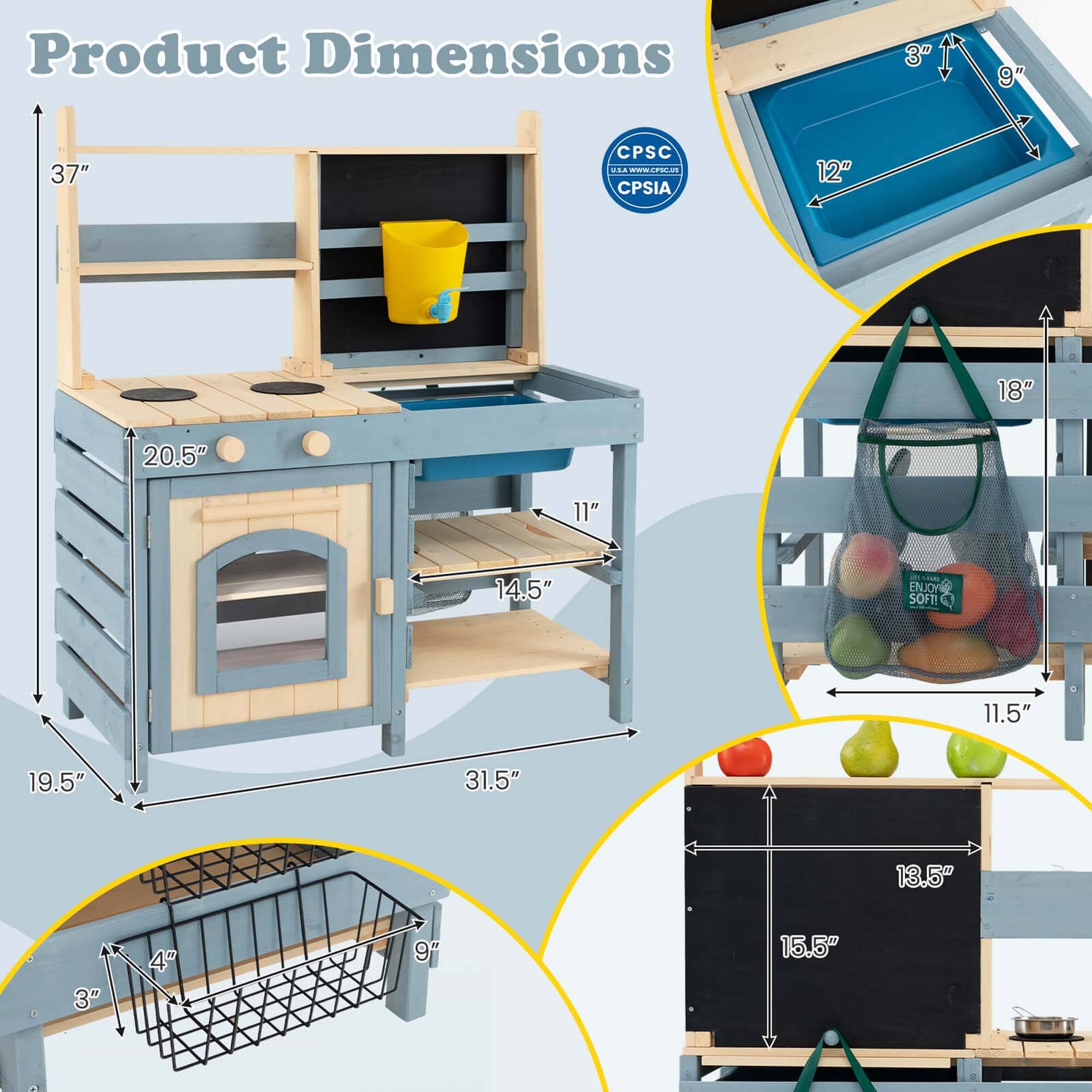 Product Dimensions

- 37"
- 20.5"
- 19.5"
- 31.5"
- 14.5"
- 11"
- 18"
- 11.5"
- 13.5"
- 16.5"
- 12"
- 3"
- 9"
- 4"
- 9"
- 3"

CPSC
CPSIA