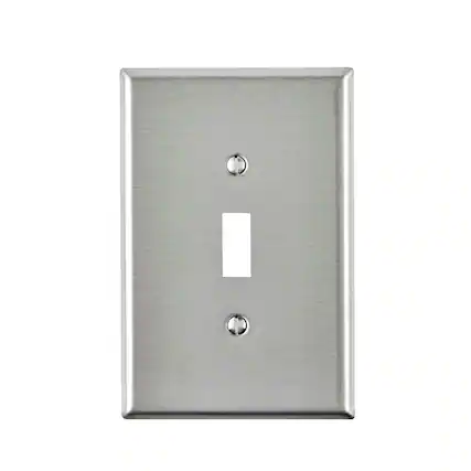 Front. Leviton - Leviton Silver 1 gang Stainless Steel Toggle Oversized Wall Plate 1 pk - Silver.