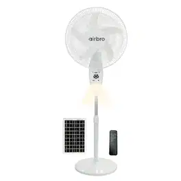 Airbro - 4.5 Ah 18" ChargeFlow Rechargeable AC/DC Oscillating Stand Fan, Power Bank, 9 Speeds, Solar, Remote - White