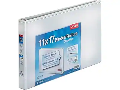 11x17 Binder/Reliure ClearVue
Holds 11x17 Sheets
Contains 100 Index Tabs 11x17