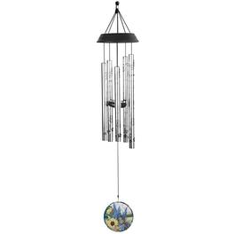 FC Design - 34" Long Sunflower Stamped Silver Tube Wind Chime Outdoor Patio or Garden Hanging Decoration - Multi-Color