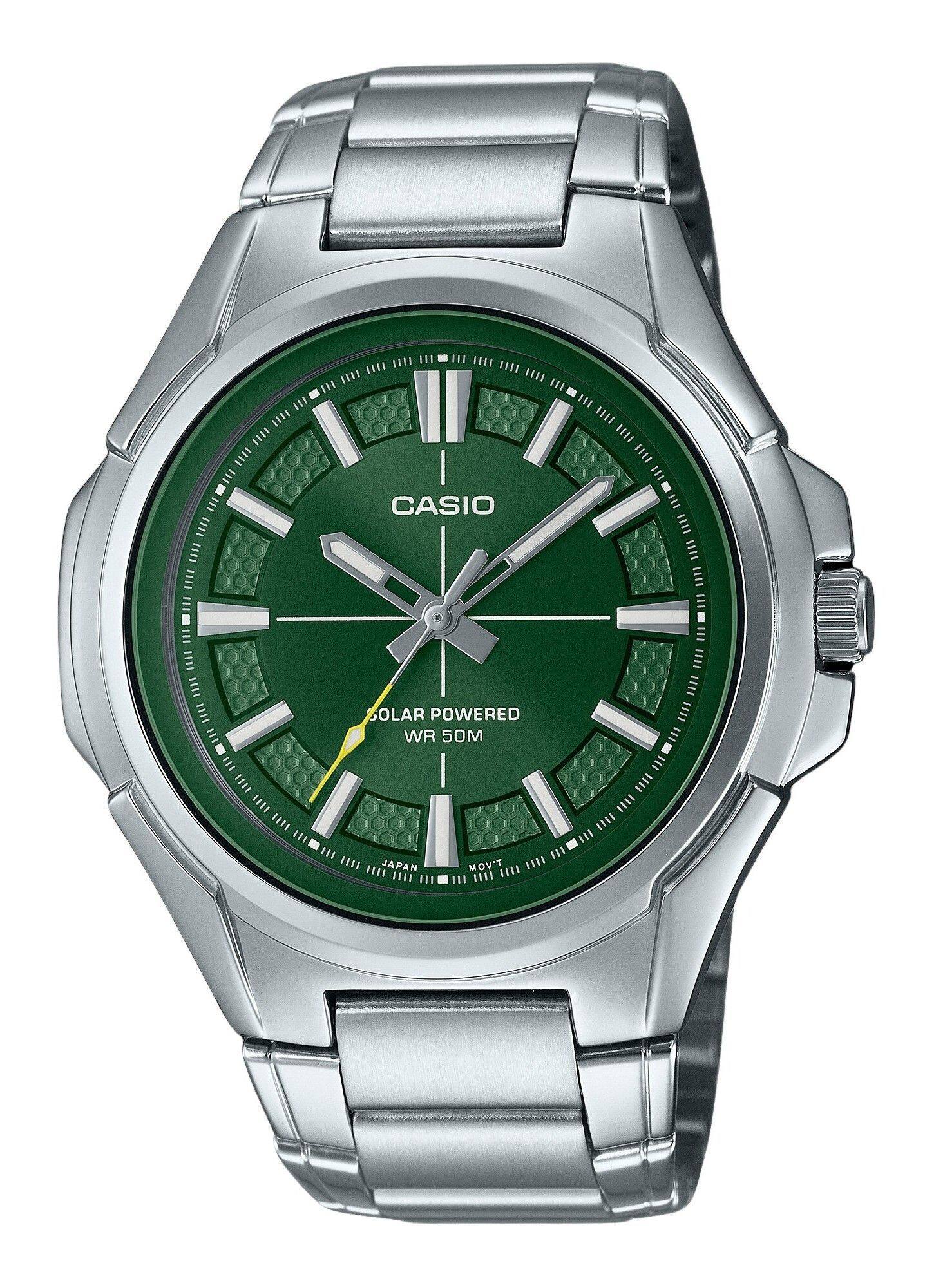 Casio - Standard Analog Stainless Steel Dial Solar MTP-RS100D-3AV Men's Watch - Green