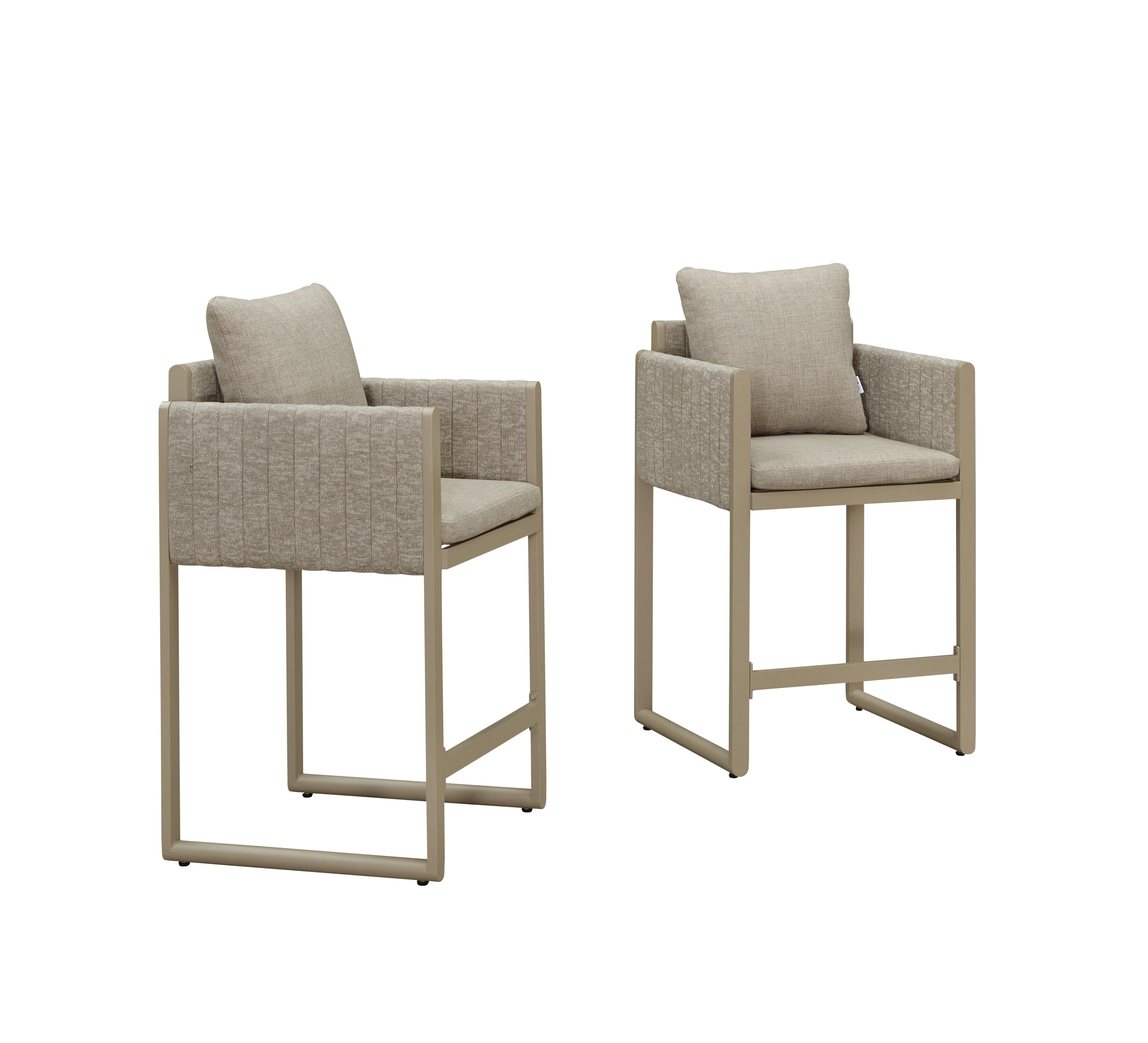 PURPLE LEAF - Outdoor Counter Height Stool Set of 2 Aluminum Modern Olefin Barstools with Backrest Pillow for Garden Balcony Lawn - Champagne & Oval Base-Counter Stool price history on PriceWatchPro