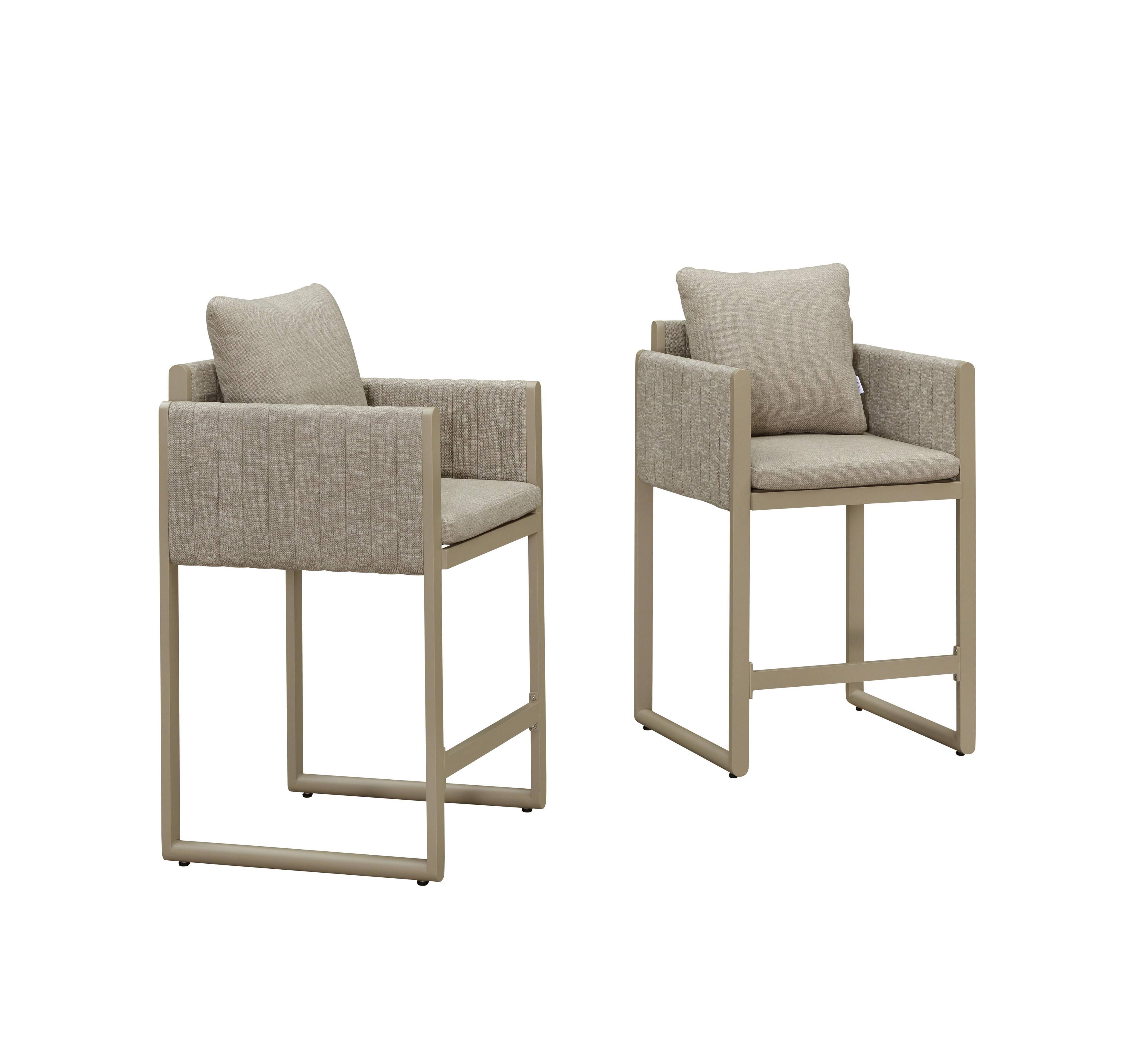 Alt View 9. PURPLE LEAF - Outdoor Counter Height Stool Set of 2 Aluminum Modern Olefin Barstools with Backrest Pillow for Garden Balcony Lawn - Champagne & Oval Base-Counter Stool.