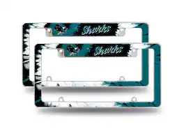 Rico Industries - San Jose Sharks Chrome Metal (Set of 2) License Plate Frames with Bold Tie Dye Design - Multi