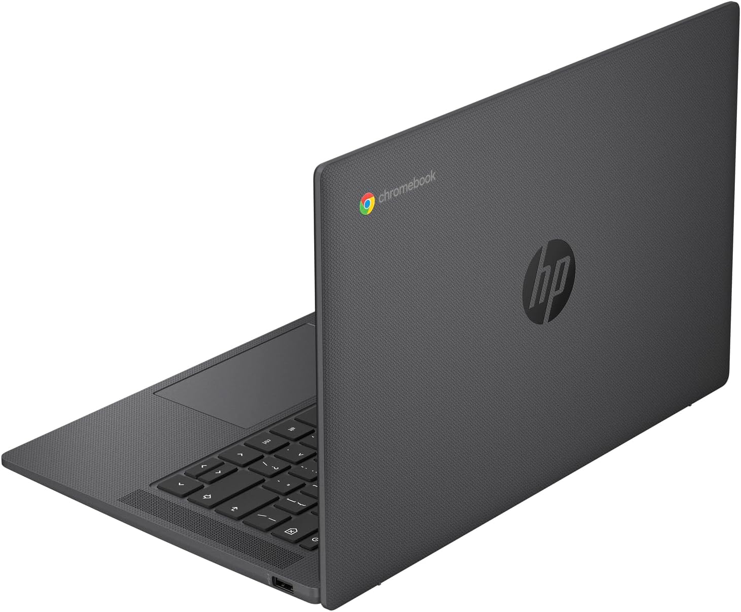 Alt View 3. HP - Chromebook 14a-nf0036ca 14" Intel N100  0.7 GHz up to 3.4 Hz 4GB 128 GB eMMC Intel UHD Graphics Chrome OS Laptop - Chalkboard Gray.