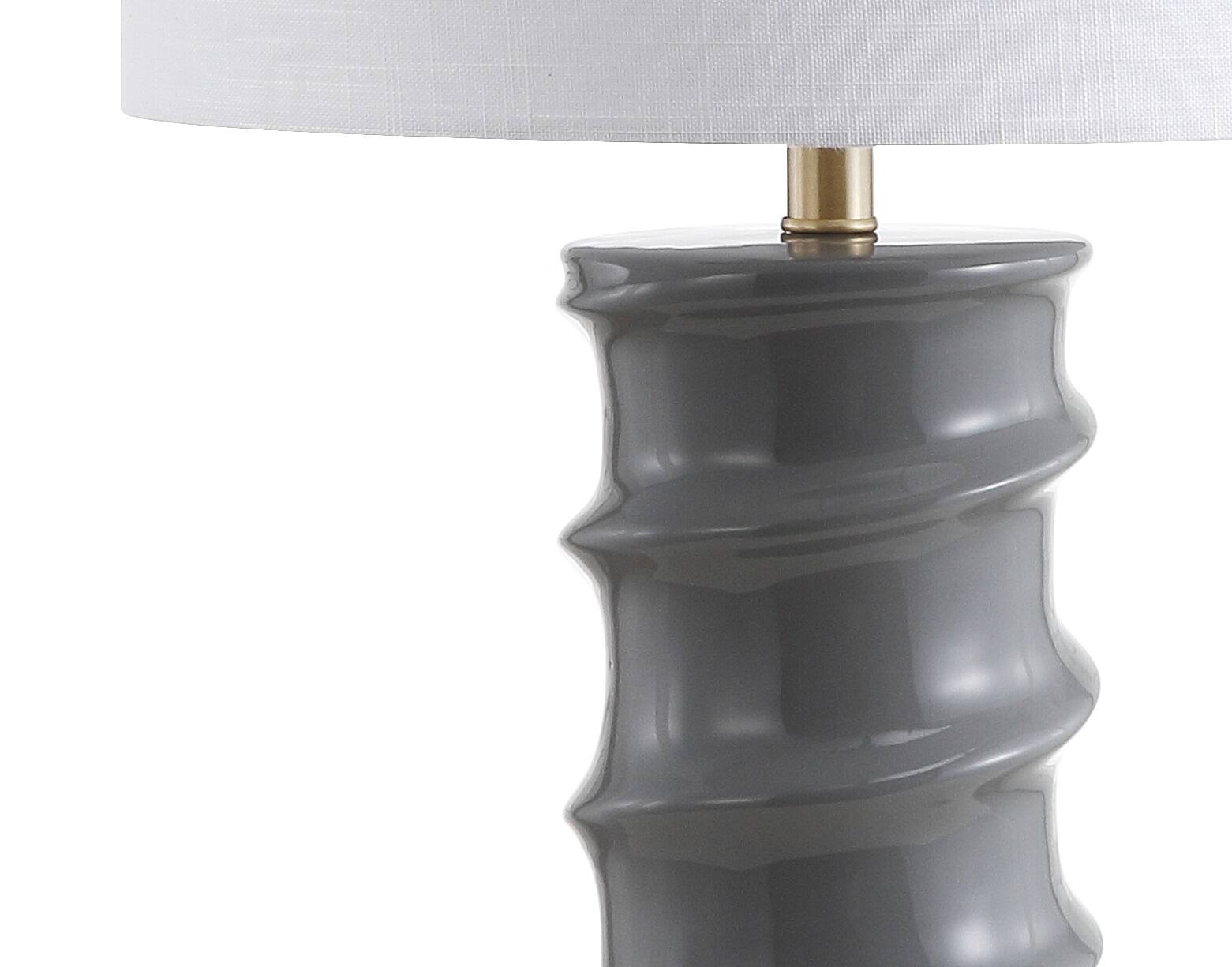 Alt View 3. Jonathan Y - Taipei 28" Ceramic LED Table Lamp, Dark Grey/Gold - Dark Gray.