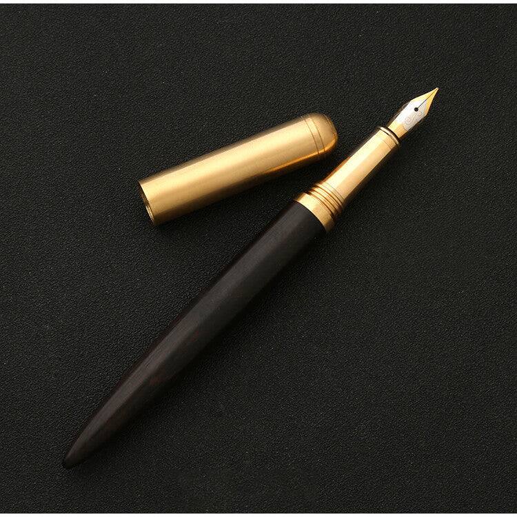 Alt View 10. Steel Horse Leather - The Hemmingway | Handmade Wood and Brass Fountain Pen - Black.