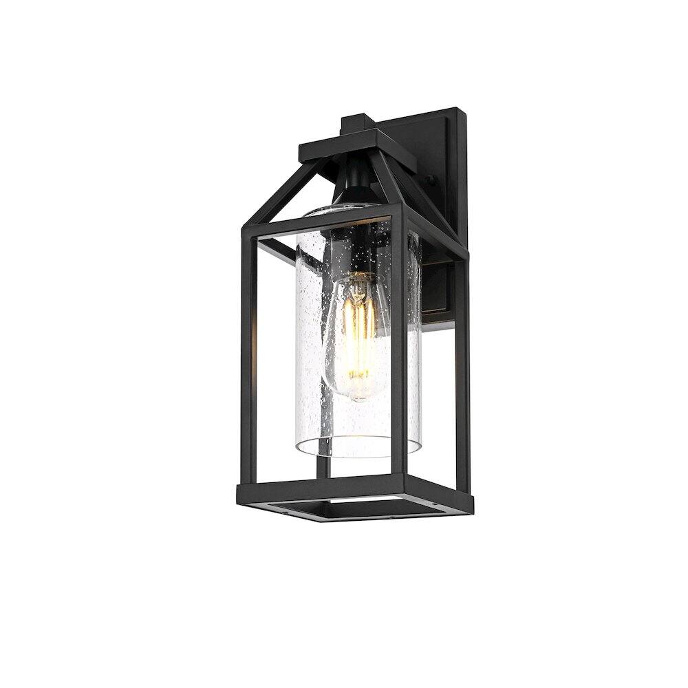 Left. Elegant Lighting - Zora 14 inch Outdoor Wall sconce in Black - Black And Clear.