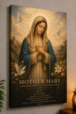 FC Design - Large Mother Mary Canvas Print 24x36" Compassion Prayer with Heavenly Art Painting Home Wall Decor - MultiColor