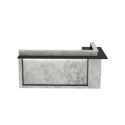 Front. Famapy - Famapy Modern Reception Desk: Marble - Look, LED - Lit & Organized Front Desk - Gray.