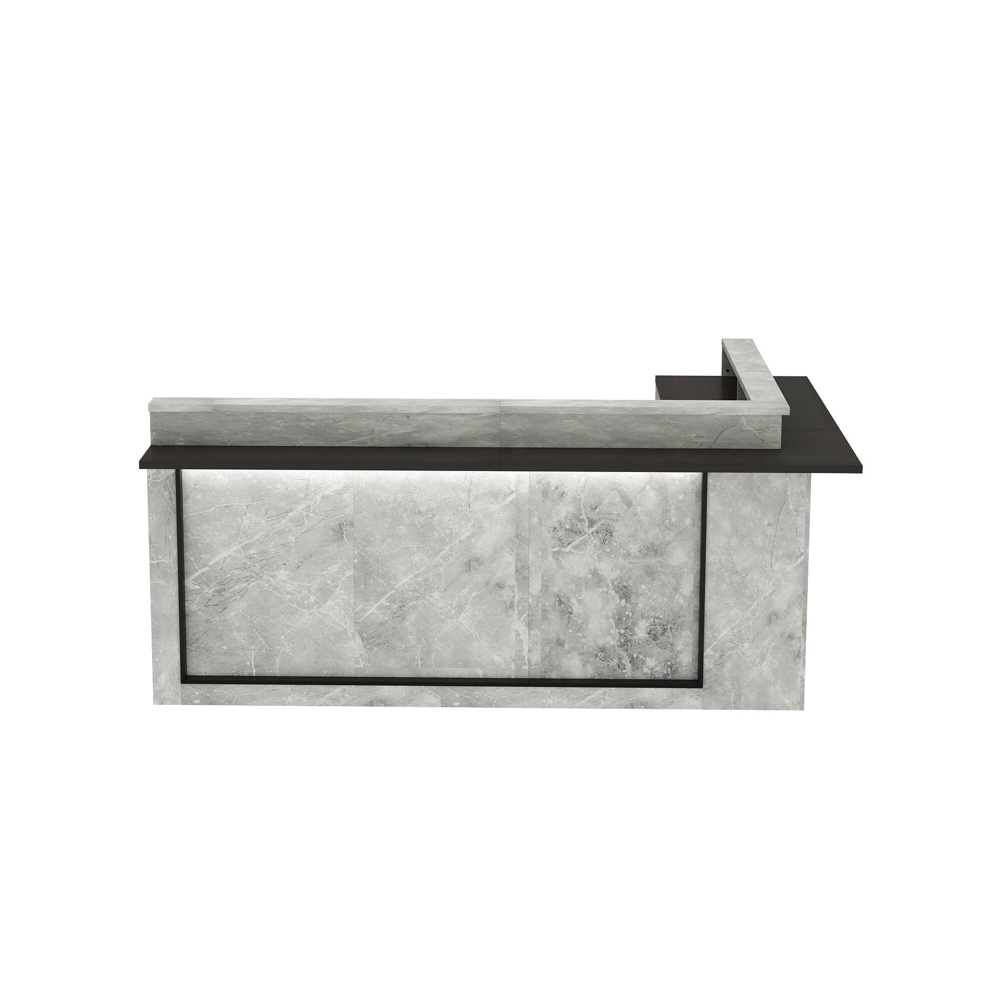 Famapy - Modern Reception Desk: Marble - Look, LED - Lit & Organized Front Desk - Gray