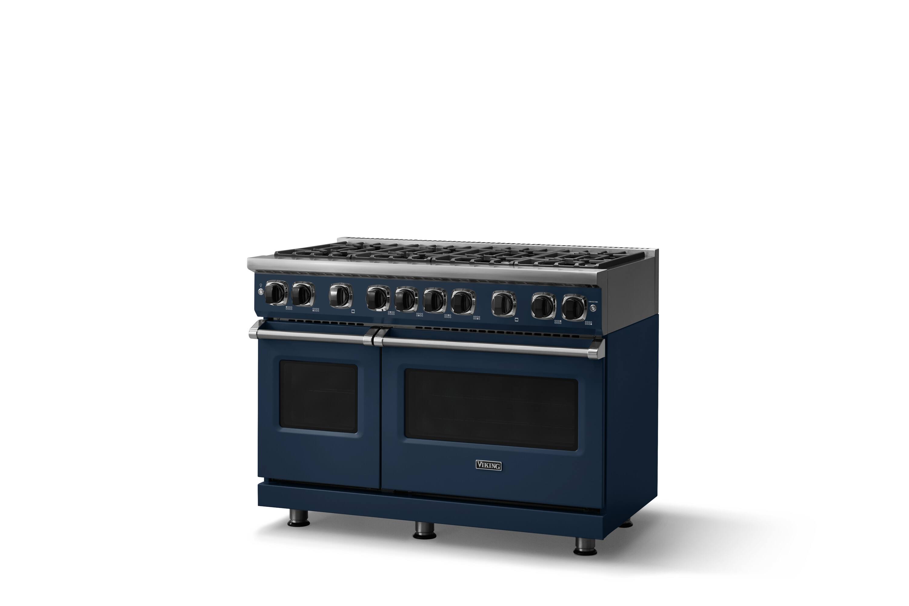 Angle. Viking - 48"W. 7.3 Cu. Ft. Freestanding Sealed 8 Burner LP Gas Range - Slate Blue - Slate Blue.