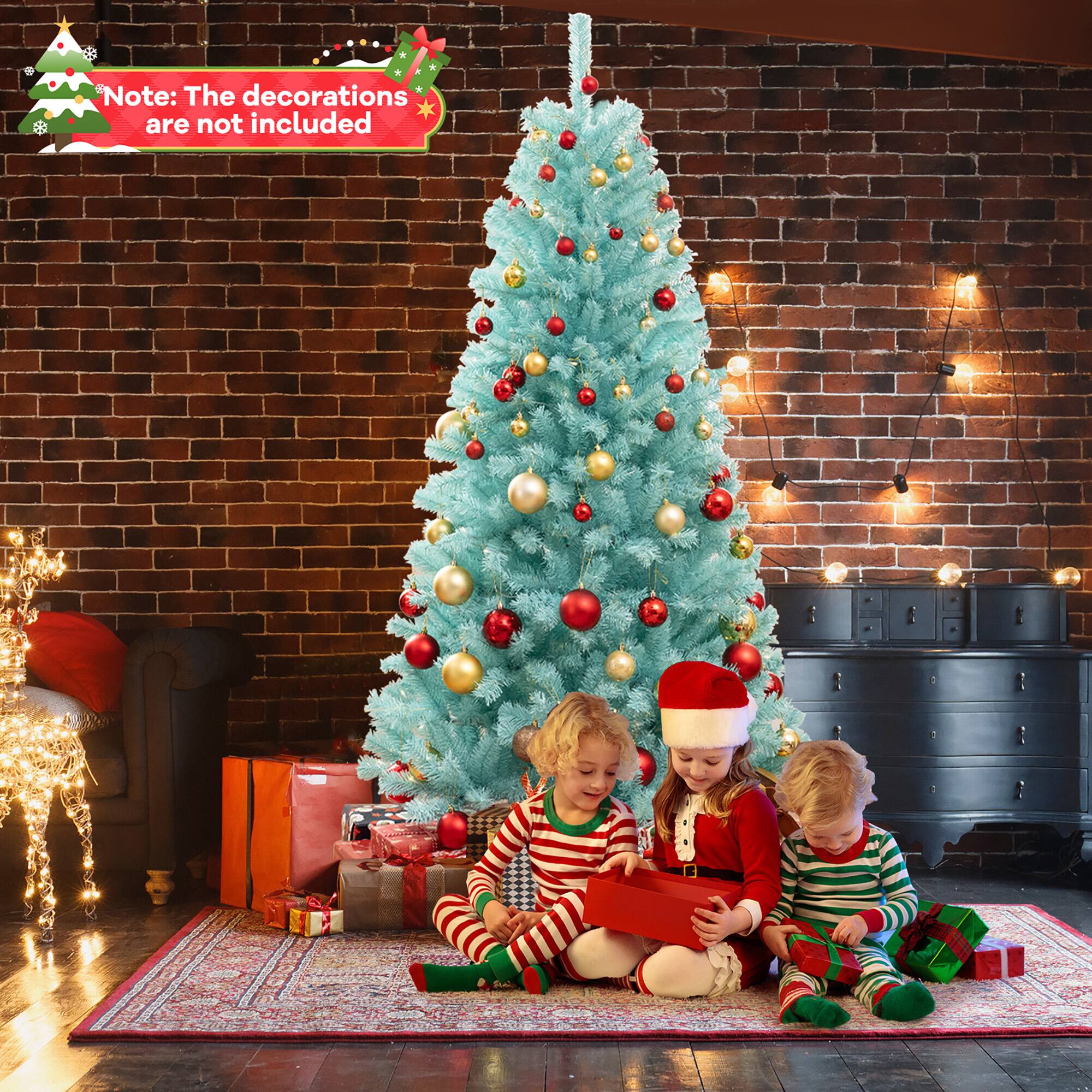 Gymax 7 FT Artificial Xmas Tree w/ 1040 Branch Tips 380 Warm White