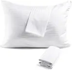 Front. FAUNNA - 2 Pack, Body - 600 Thread Count Cotton Pillow Protector with Hidden Zipper, OEKO-TEX Certified, Machine Washable - White.