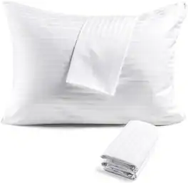 FAUNNA - 2 Pack, Twin Size - 600TC 100% Cotton Pillow Protectors, Oeko-TEX Certified, Grade Pillow Cover with Silent Zipper - White