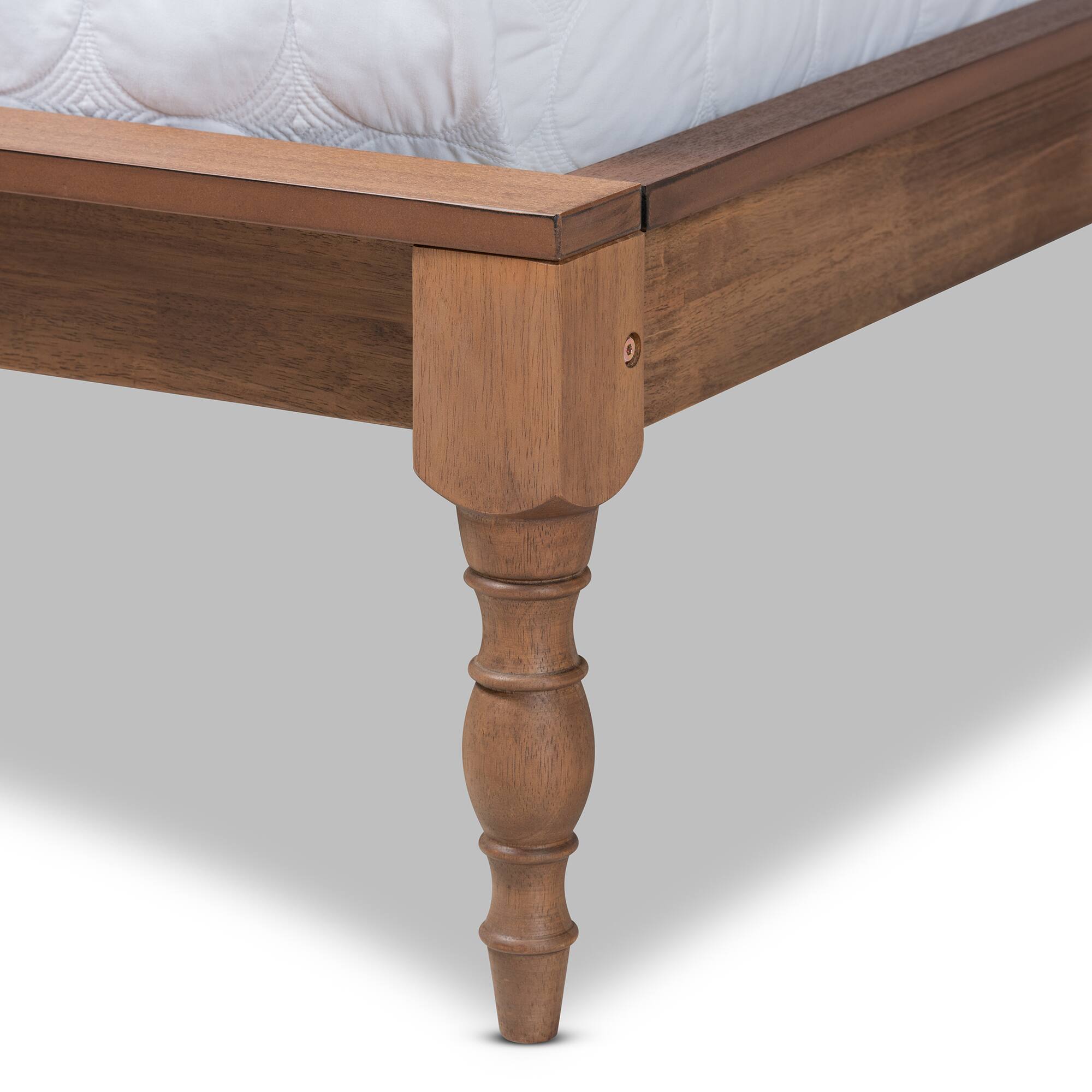 Back. Baxton Studio - Romy Vintage French Inspired Ash Wanut Finished Wood Bed Frame - Ash walnut.