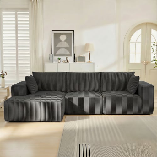 Anysun - L-Shape Modular Cloud Sectional Sofa with Chaise - Deep-Seat, Upholstered Boneless Couch for Living Room - Gray