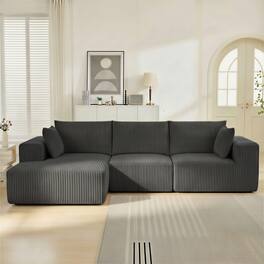 Anysun - L-Shape Modular Cloud Sectional Sofa with Chaise - Deep-Seat, Upholstered Boneless Couch for Living Room - Gray