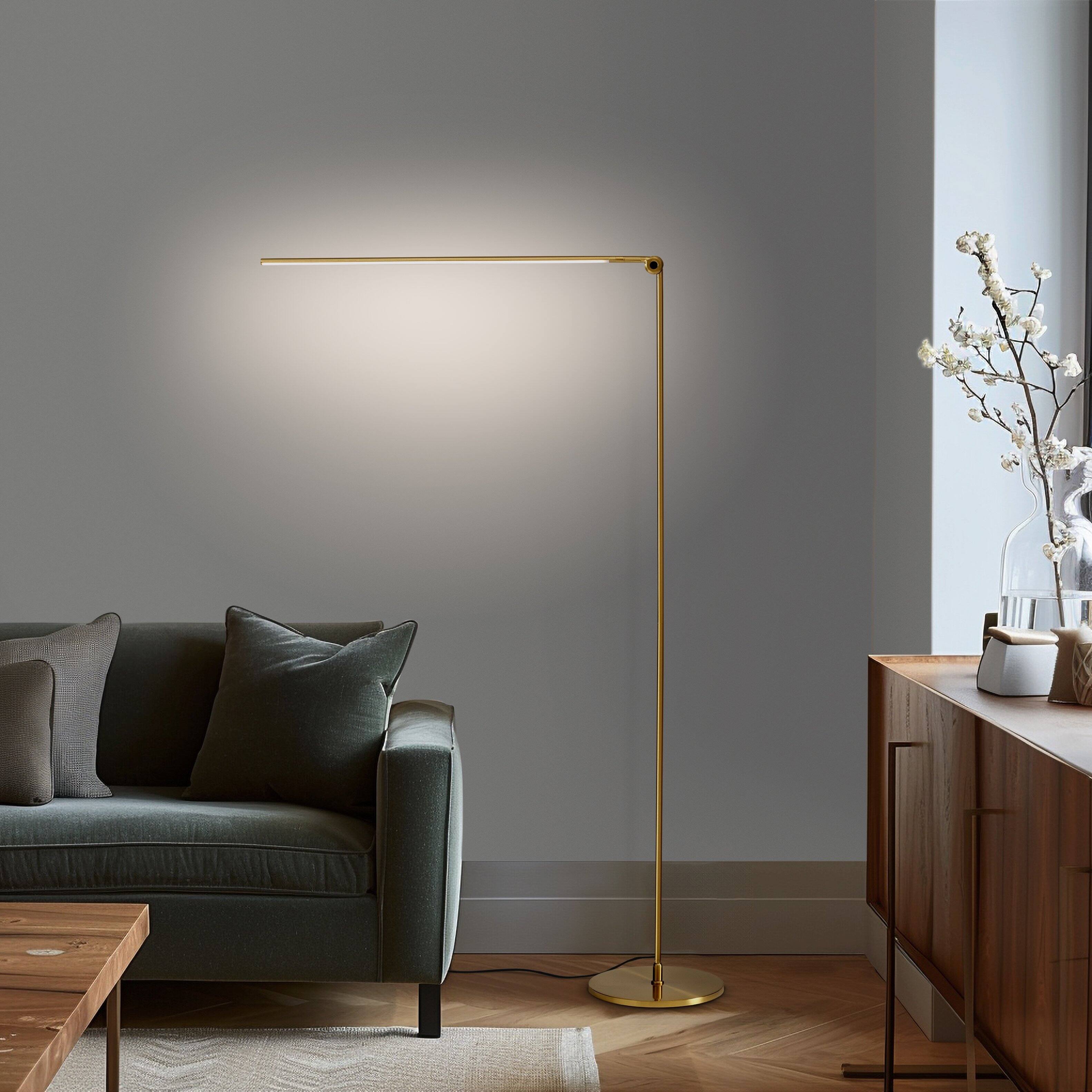 Alt View 6. Brightech - Libra LED Modern Industrial Arc Dimmable Super Bright Floor Lamp with Rotating Height-Adjustable Head - Antiqued Brass.