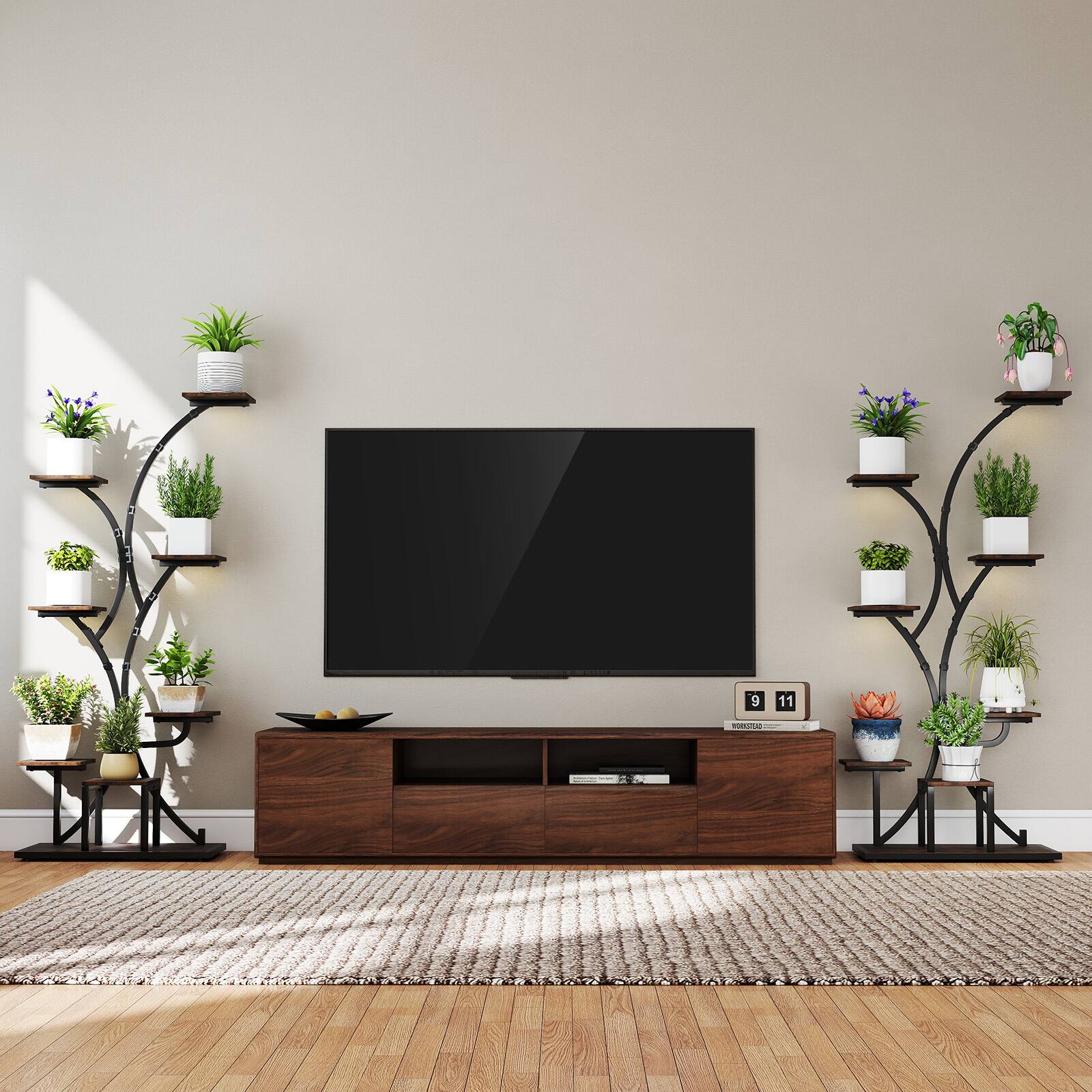 Alt View 3. Gymax - Gymax 58'' Tall 8-Tier Corner Metal Plant Shelf for Multiple Plants Living Room Balcony - Brown.