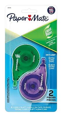 Paper Mate - Mate Liquid Paper DryLine Correction Tape, 2/Pack - White