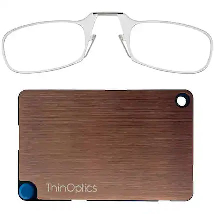 Front. ThinOptics - ThinOptics Readers with Wallet - 2.50 - Clear Frame, Rose Gold Wallet - Clear/Rose Gold.
