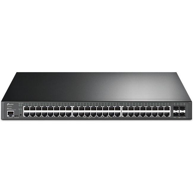 Front. TP-Link - TP-Link TL-SG3452XP - JetStream TL-SG3452XP Ethernet Switch - 48 Ports - Manageable - Gigabit Ethernet, 10 Gigabit - Black.