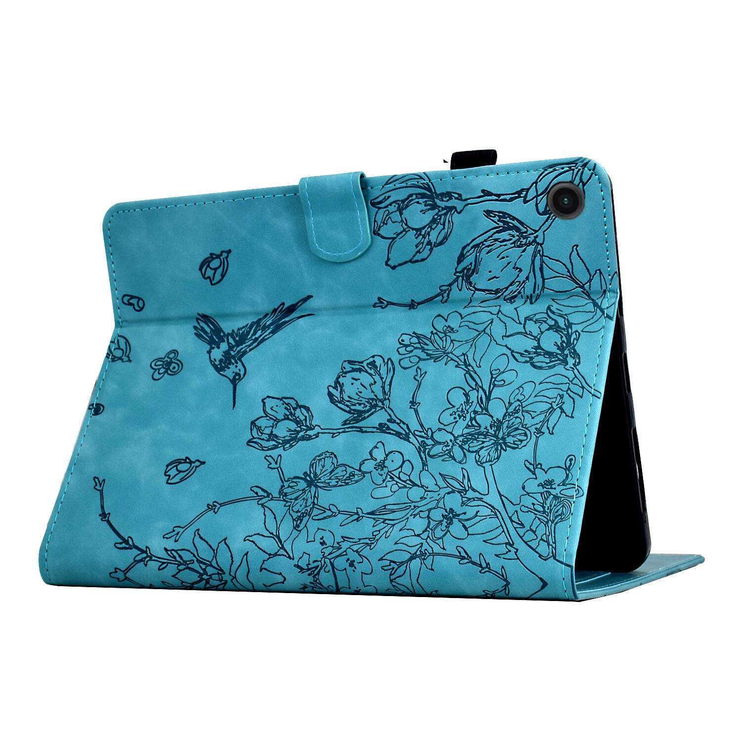 Alt View 2. Dteck - for Samsung Galaxy Tab A9 (SM-X110/X115) 8.7-inch 2023 Embossed Folio Case,PU Leather Flip Stand Cover with Card Slots - Blue.