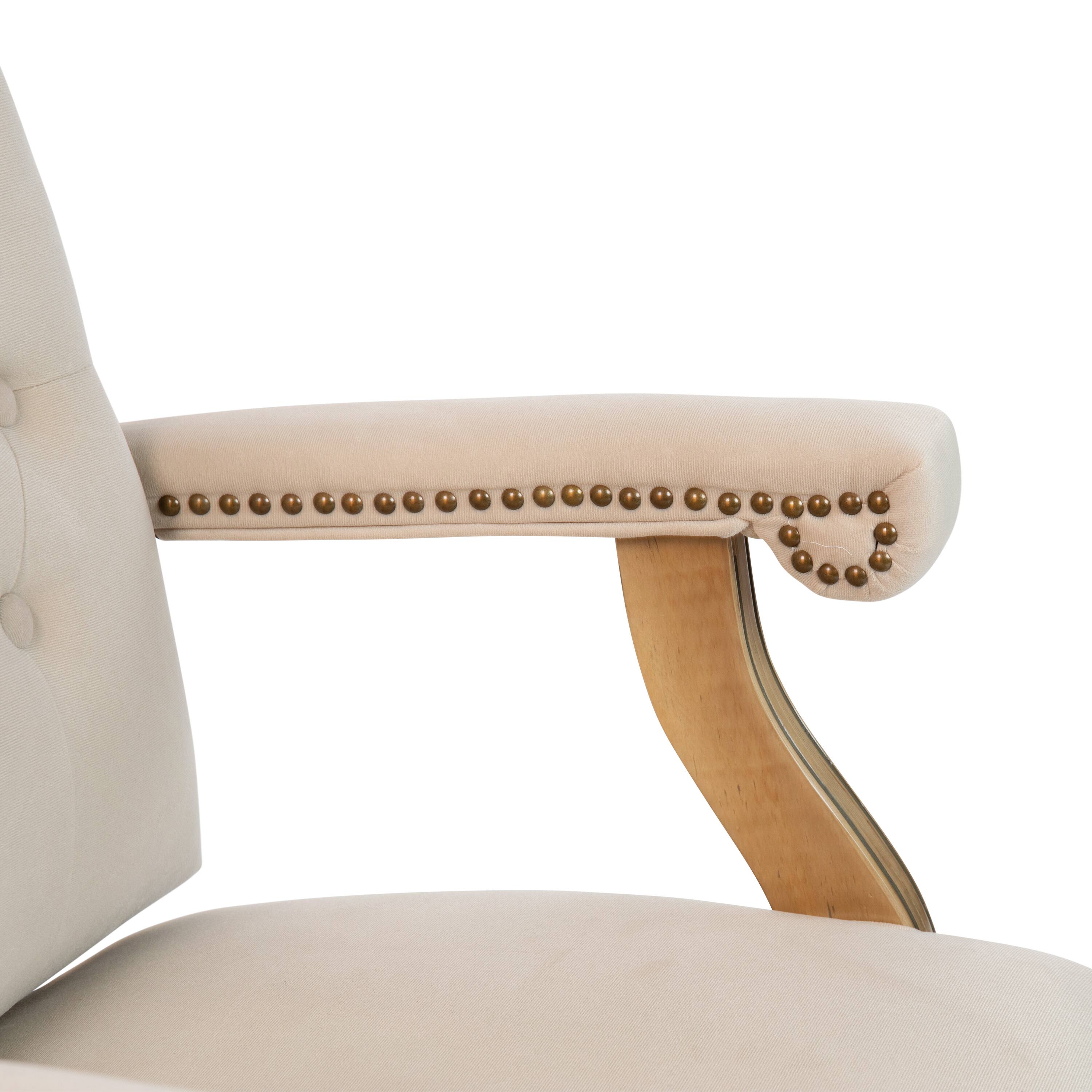 Alt View 7. Emma + Oliver - Martha Washington Executive Swivel Office Chair with Arms - Ivory Microfiber/Driftwood Frame.