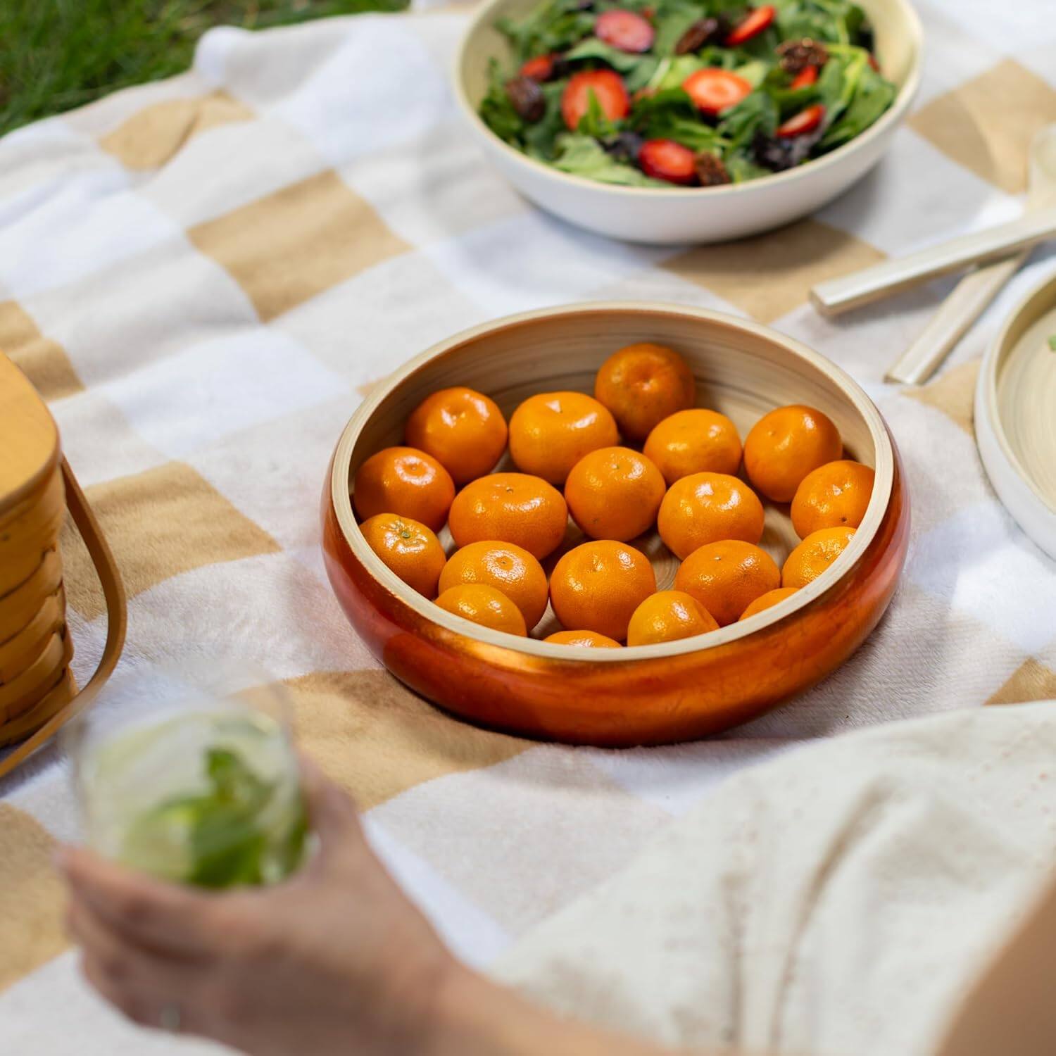 Alt View 1. Lexa - Bamboo Fruit Bowl, 12 Inch, Copper - Copper.
