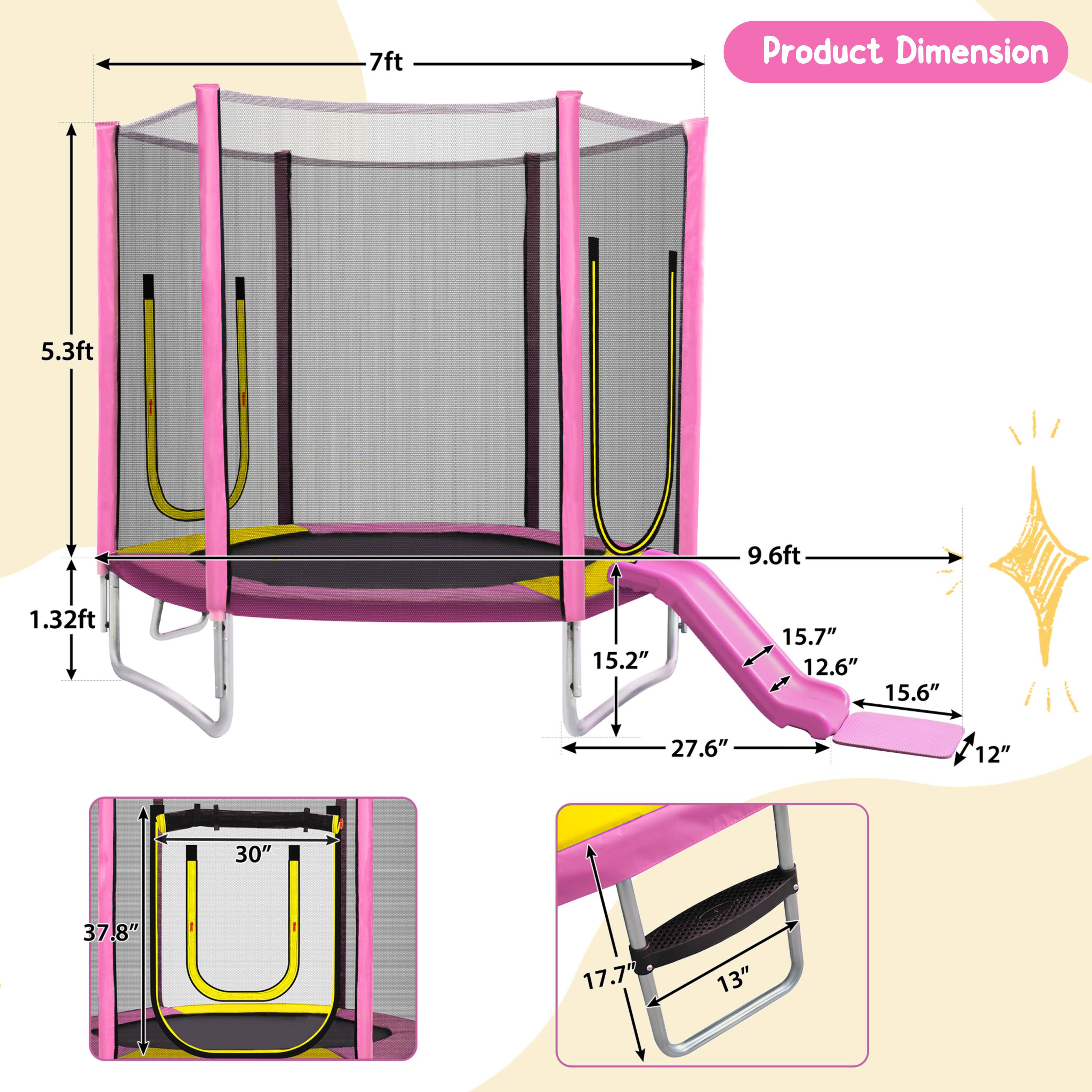 Product Dimension

- 7ft
- 5.3ft
- 9.6ft
- 1.32ft
- 15.2"
- 15.7"
- 12.6"
- 15.6"
- 27.6"
- 12"
- 30"
- 37.8"
- 17.7"
- 13"