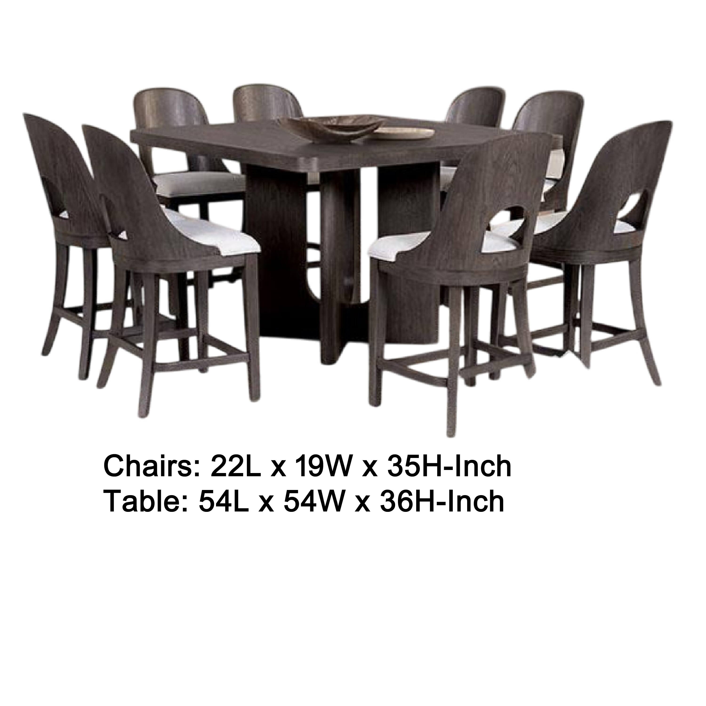 Chairs: 22L x 19W x 35H-Inch  
Table: 54L x 54W x 36H-Inch
