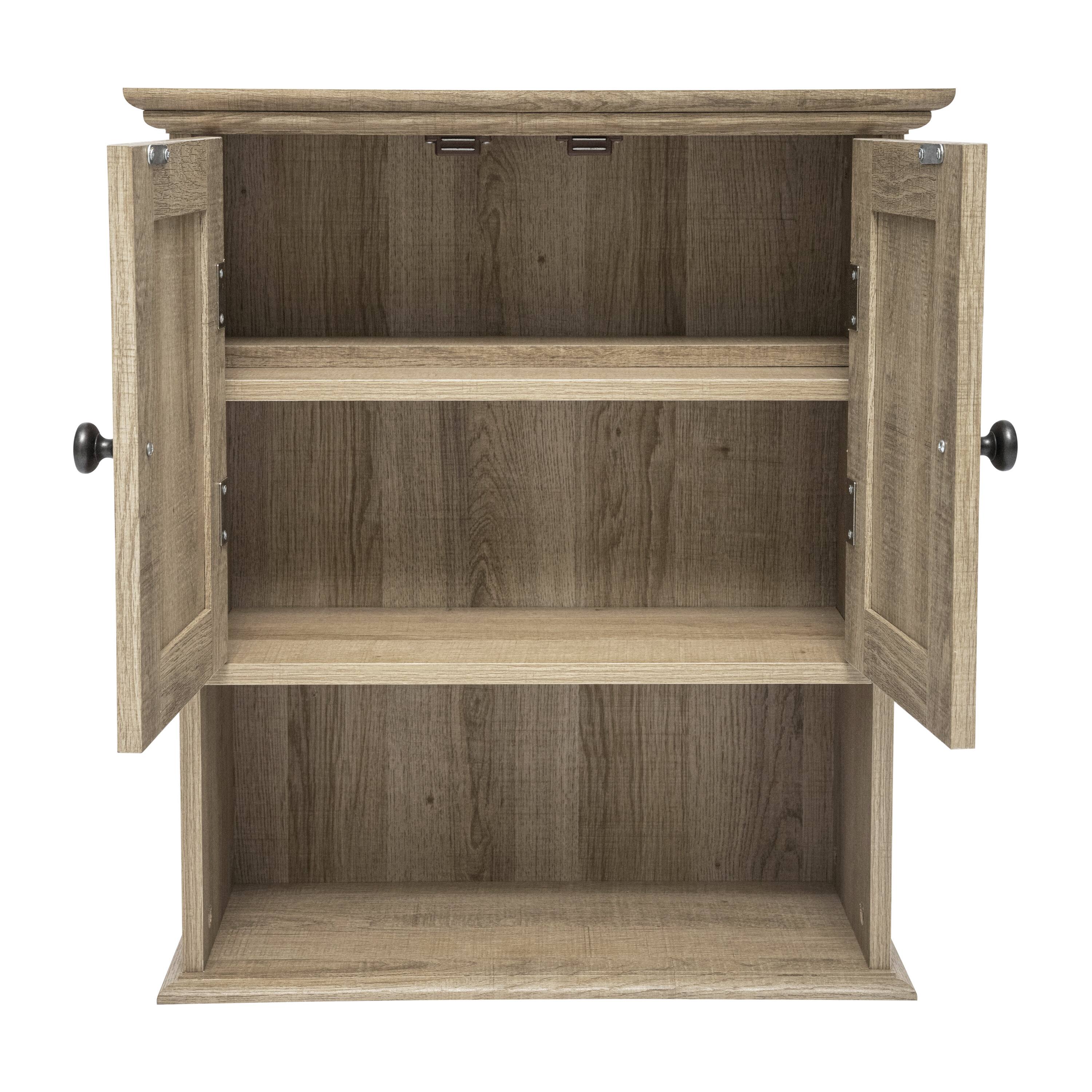 Alt View 9. Emma + Oliver - Farmhouse Wall Mount Medicine Cabinet with Adjustable Shelf and Dual Doors - Brown.