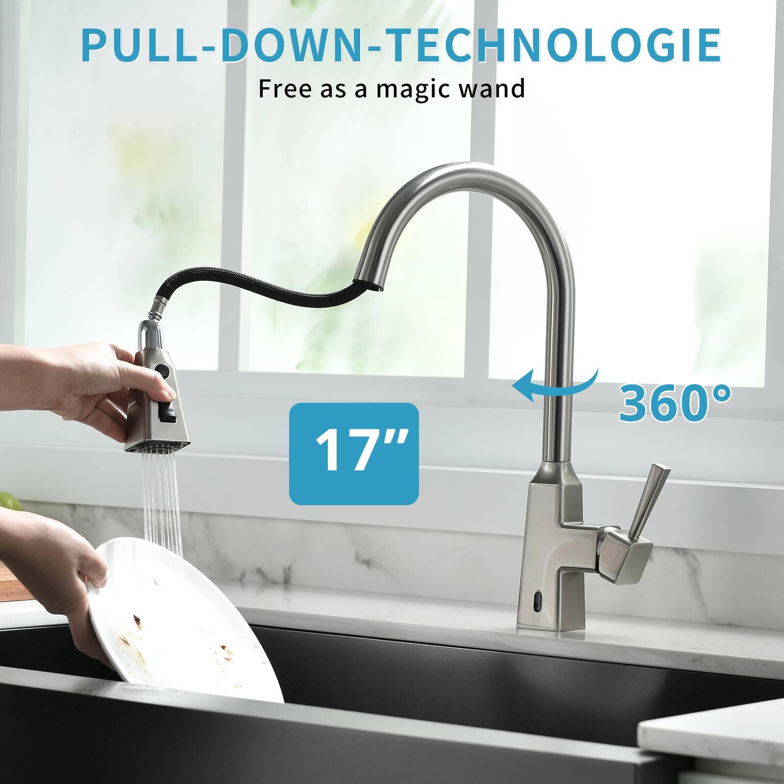 PULL-DOWN-TECHNOLOGIE  
Free as a magic wand  

17"  

360°