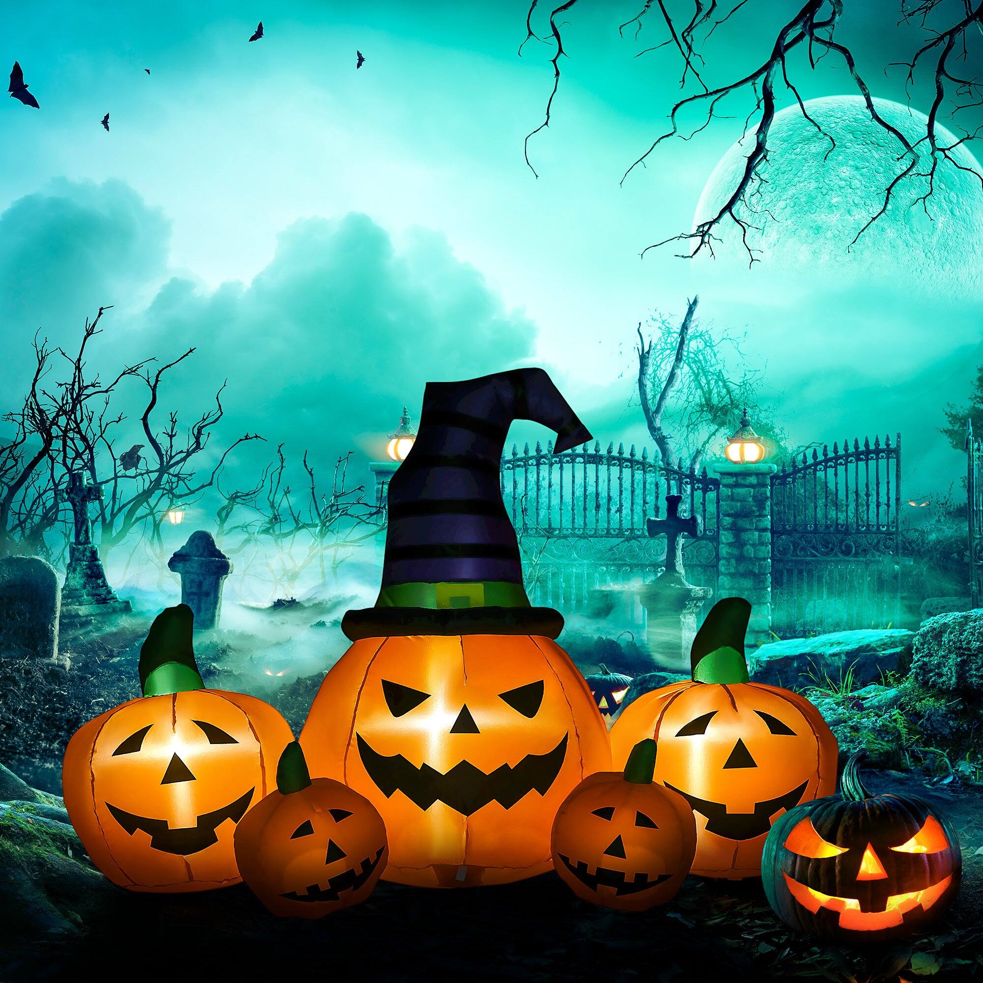 Alt View 8. Boyel Living - 73 in. Halloween Inflatable Five Pumpkins Lighted Waterproof Outdoor Yard Decoration with LED Lights - Multicolor.