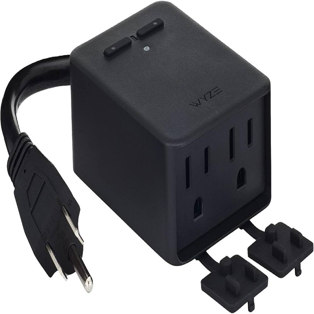 Front. MOSZAR LLC - Outdoor WiFi Smart Plug, Dual Outlets, Voice Control, Black - BLACK.