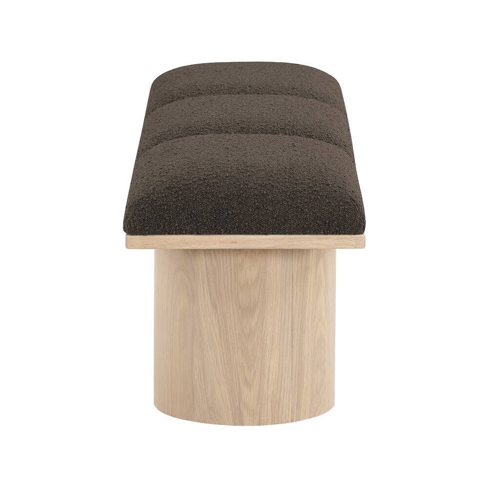 Alt View 2. Meridian Furniture - Pavilion Brown Boucle Fabric Bench - Brown.