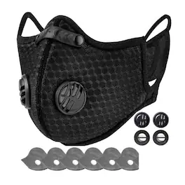 Stock Preferred - Cycling Sports Face Mask with Dual Breathing Valves and Activated Carbon Filter - Black